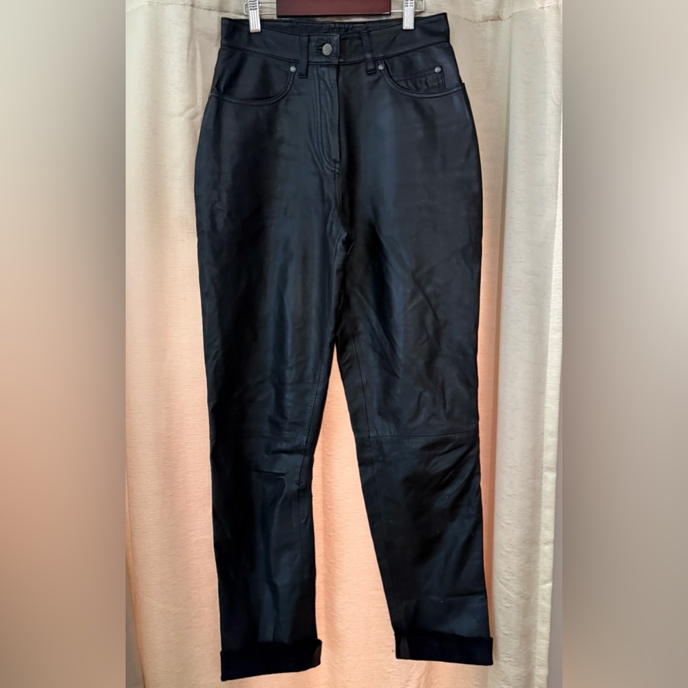Harley-Davidson Vintage Women’s High Rise Black Leather Motorcycle Riding Pants